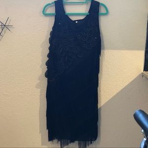 2XL Black Fringe Great Gatsby Dress